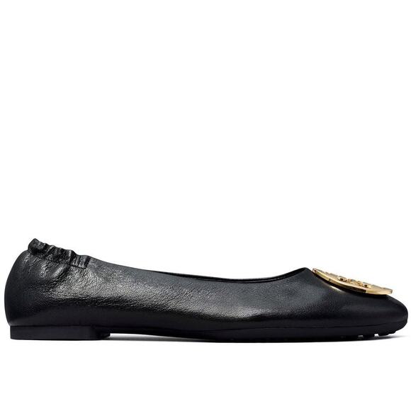 Tory Burch Women's Black Leather Reva Ballet Flats Size Size 7.5 - Picture 3 of 16